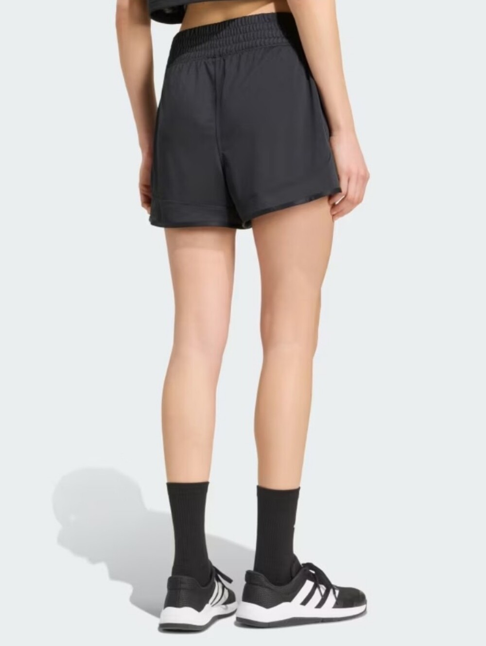Adidas Pacer Essentials Knit High-Rise Shorts Black Large 5" - Picture 4 of 16